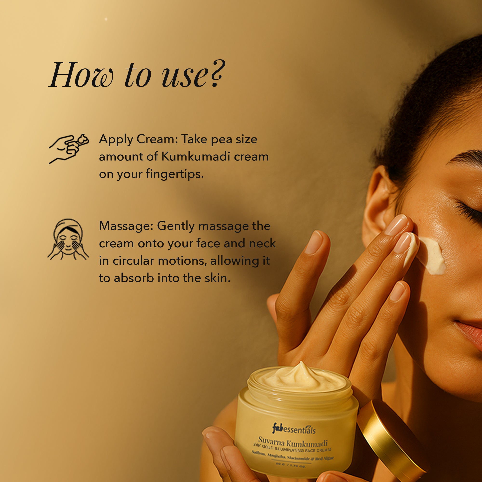 fabessentials Suvarna Kumkumadi 24K Gold Face Cream with Niacinamide & Red Algae 50ml