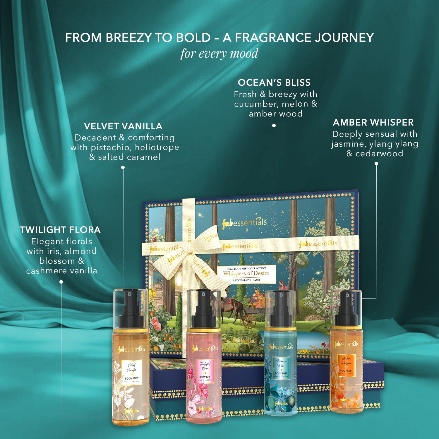 fabessentials Whispers of Desire Luxe Body Mist Collection Set of 4 (60ml Each)