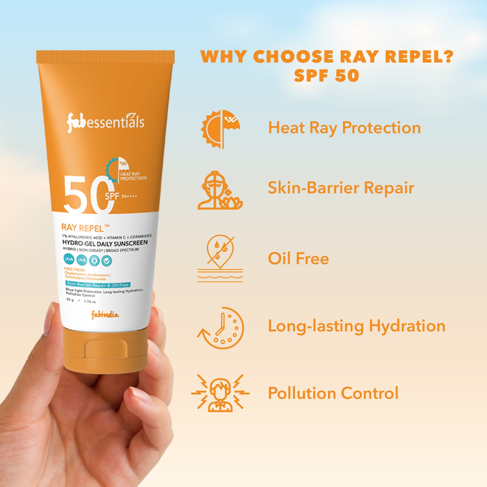 fabessentials Hydrogel Daily Sunscreen SPF 50 PA++++ - 50g