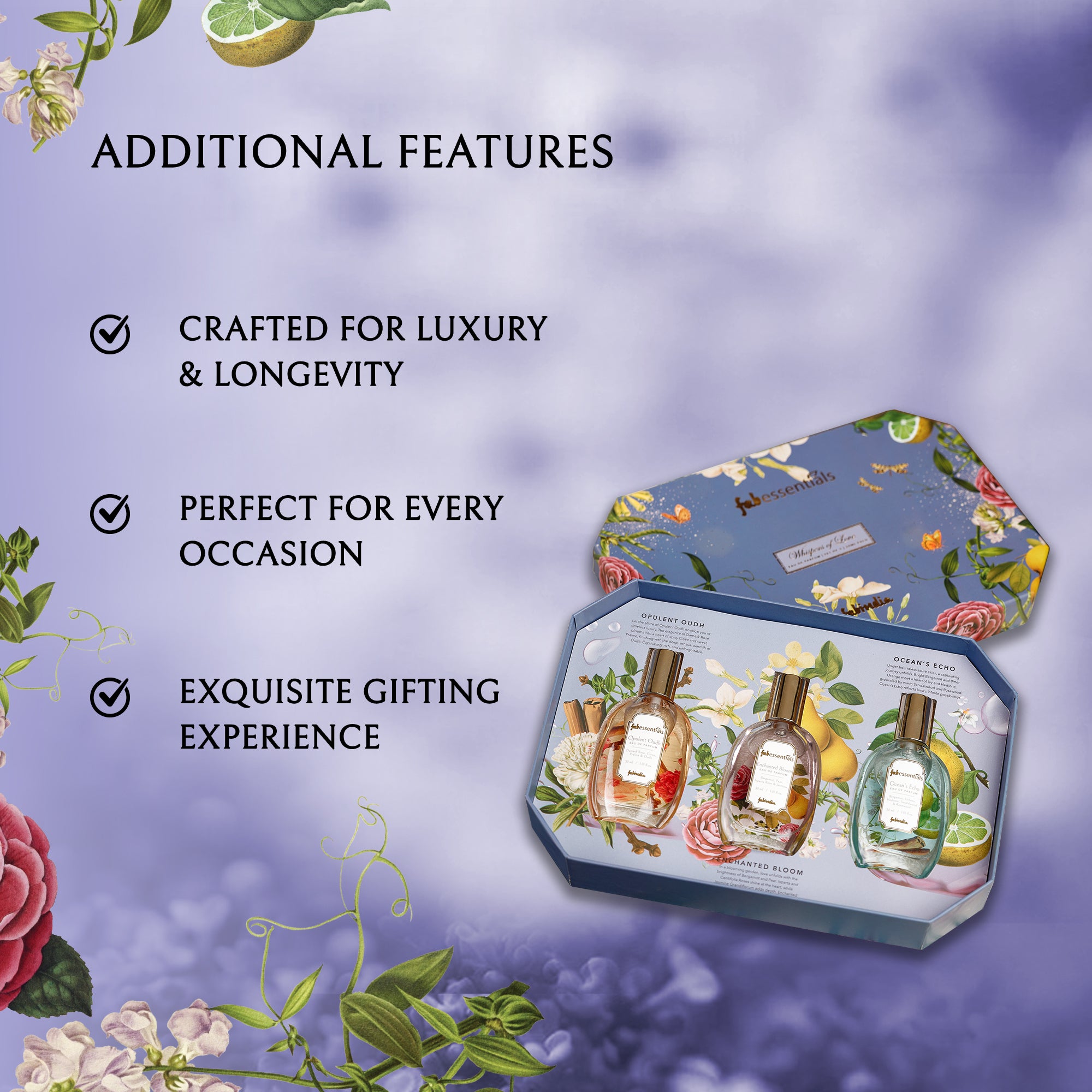 Fabessentials Luxury Perfume Gift Set | Eau De Parfum for Men & Women | Long-Lasting Fragrances 3 x 30ml
