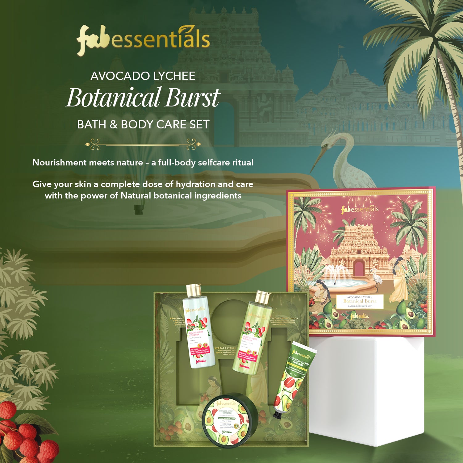 fabessentials Avocado Lychee Botanical Burst Bath & Body Care Gift Set