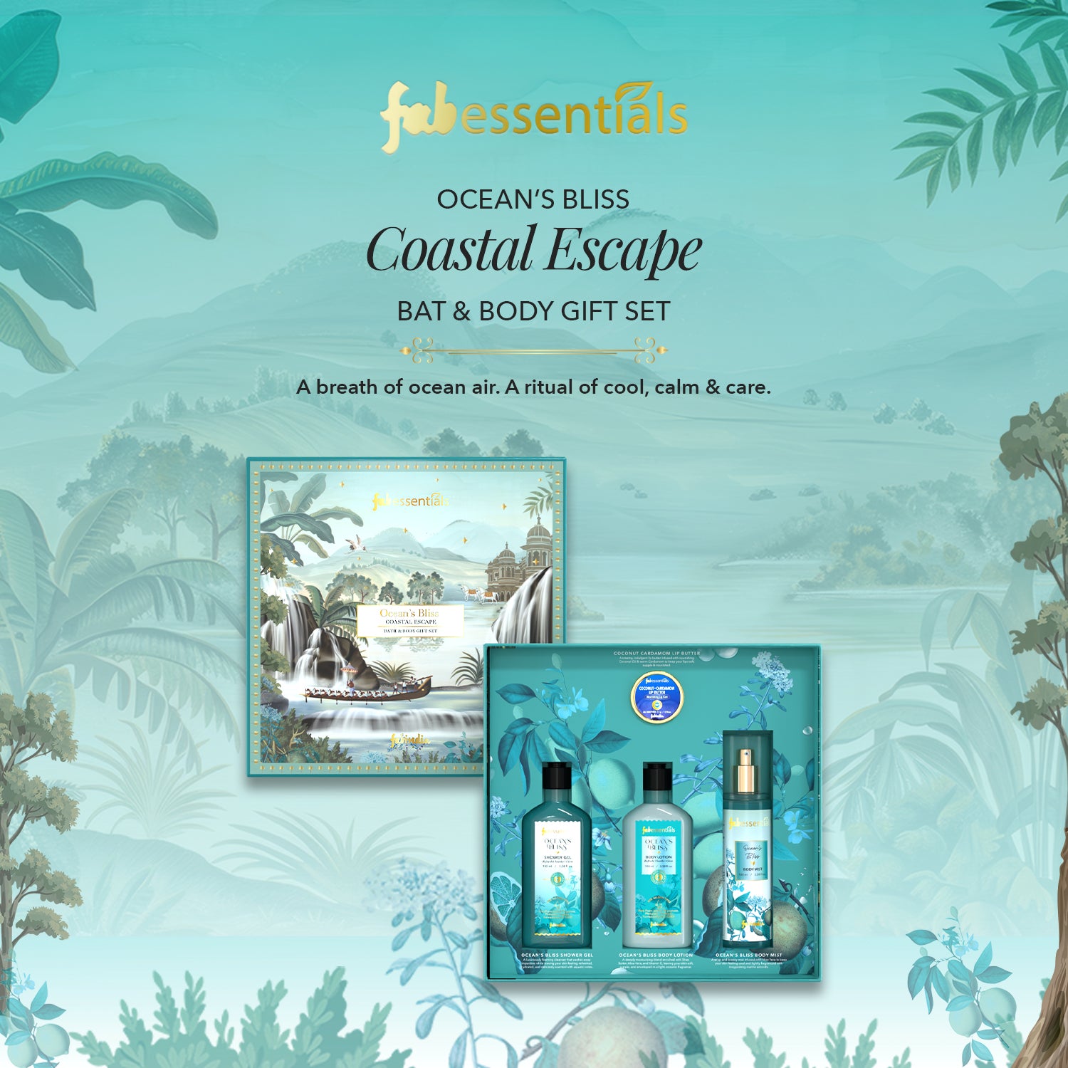 fabessentials Ocean’s Bliss Coastal Escape Bath & Body Gift Set for Women & Men