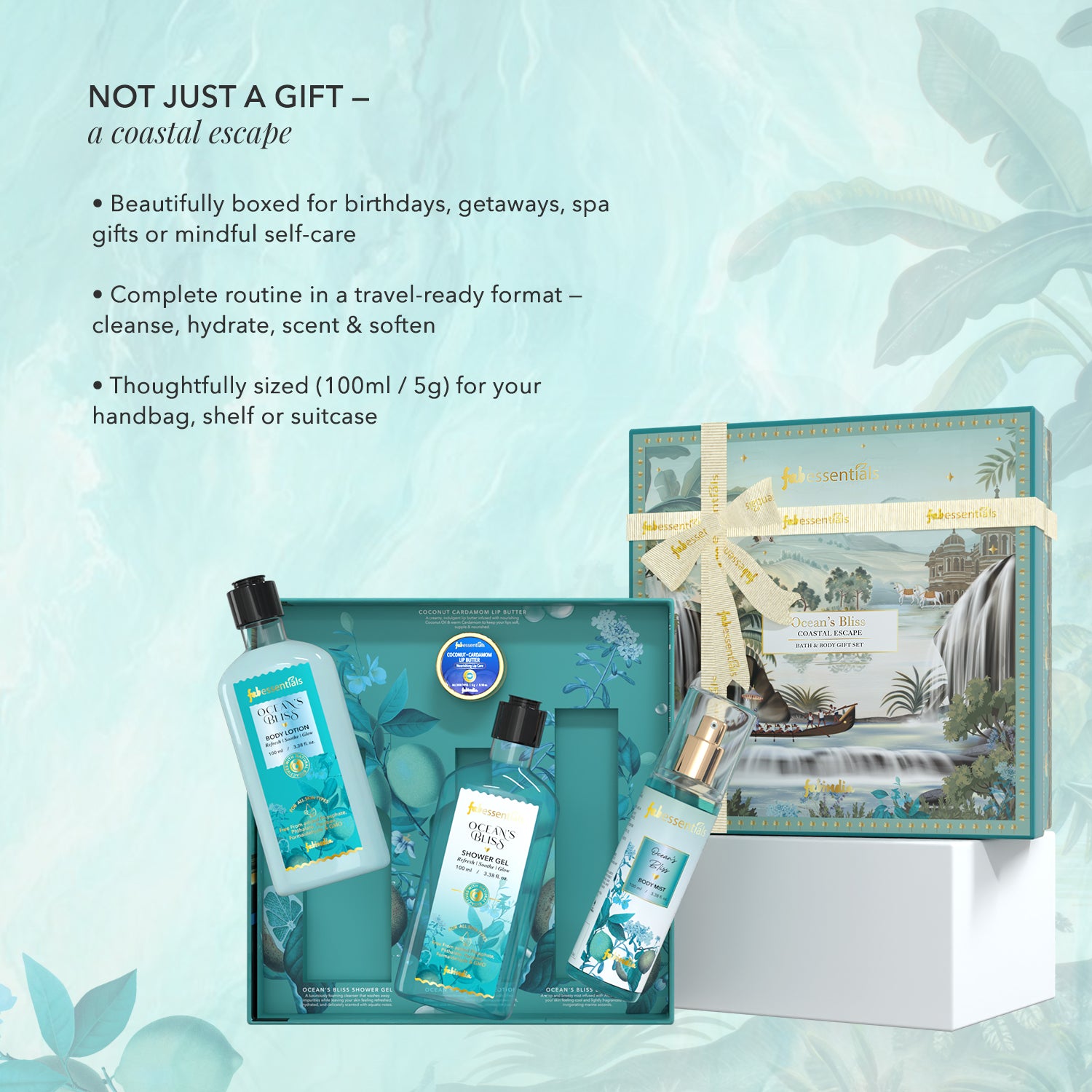 fabessentials Ocean’s Bliss Coastal Escape Bath & Body Gift Set for Women & Men
