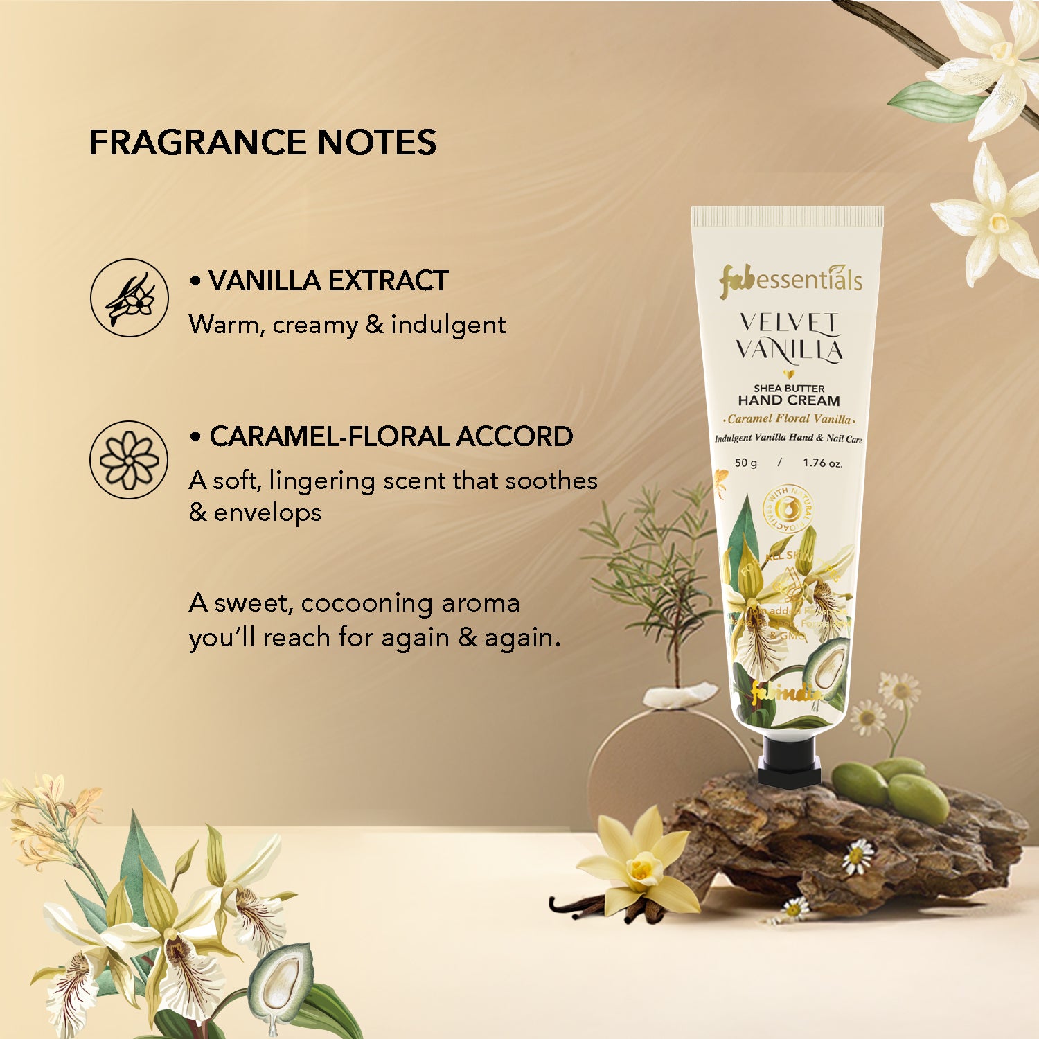 fabessentials Velvet Vanilla Shea Butter Hand Cream 50g