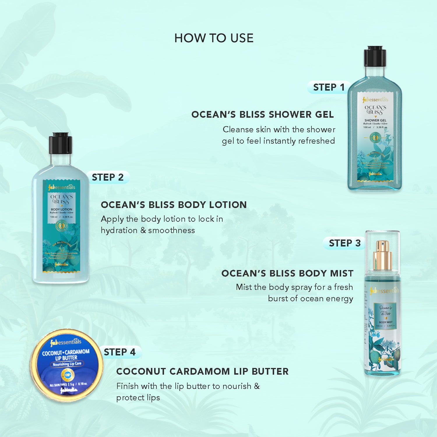 fabessentials Ocean’s Bliss Coastal Escape Bath & Body Gift Set for Women & Men