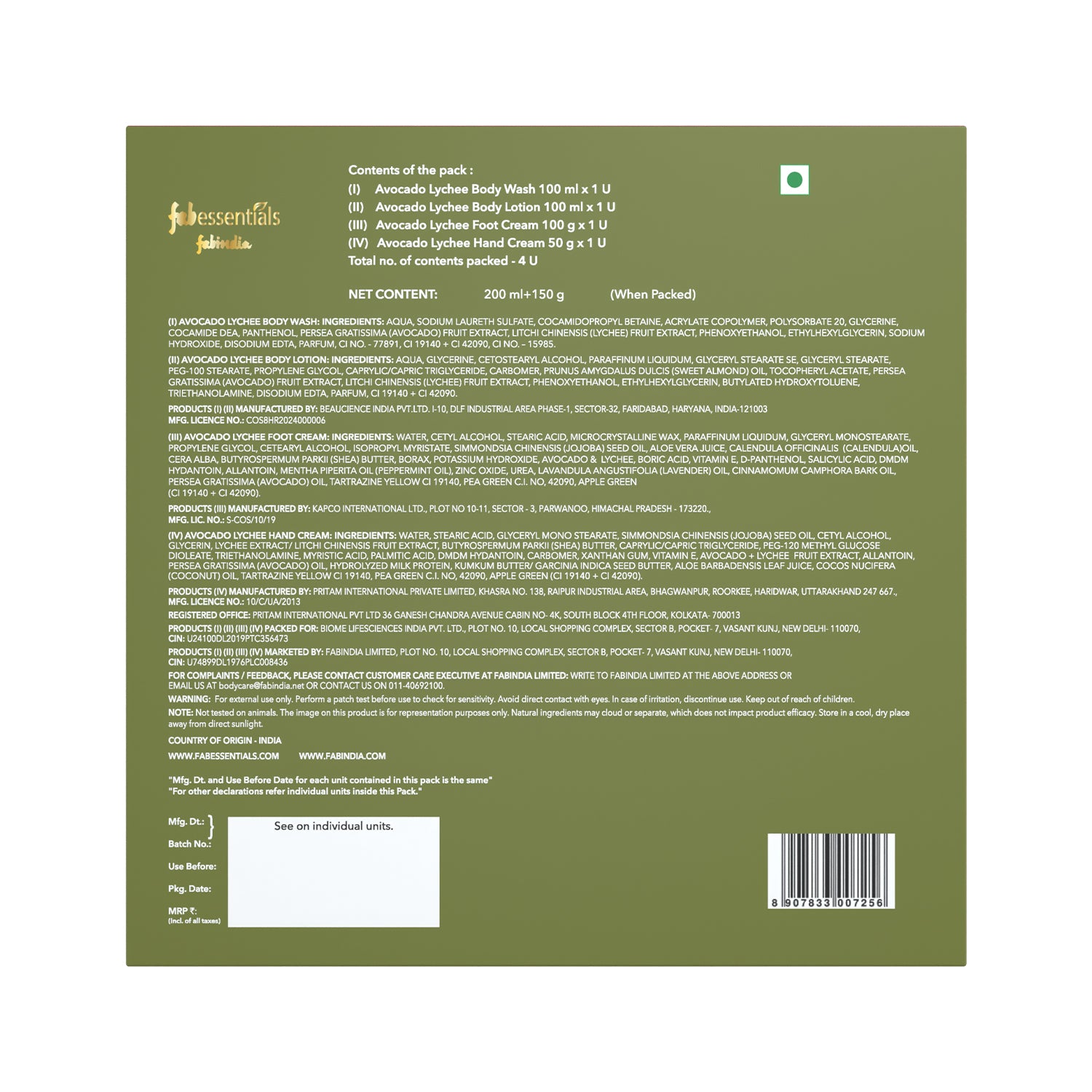 fabessentials Avocado Lychee Botanical Burst Bath & Body Care Gift Set