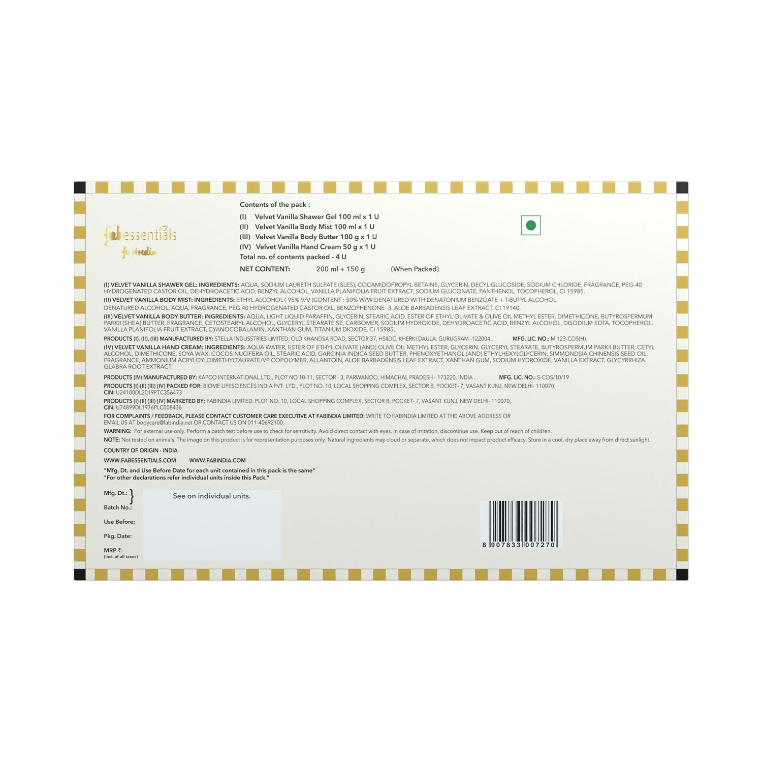 fabessentials Velvet Vanilla Bliss Luxury Bath & Body Gift Set for Women & Men