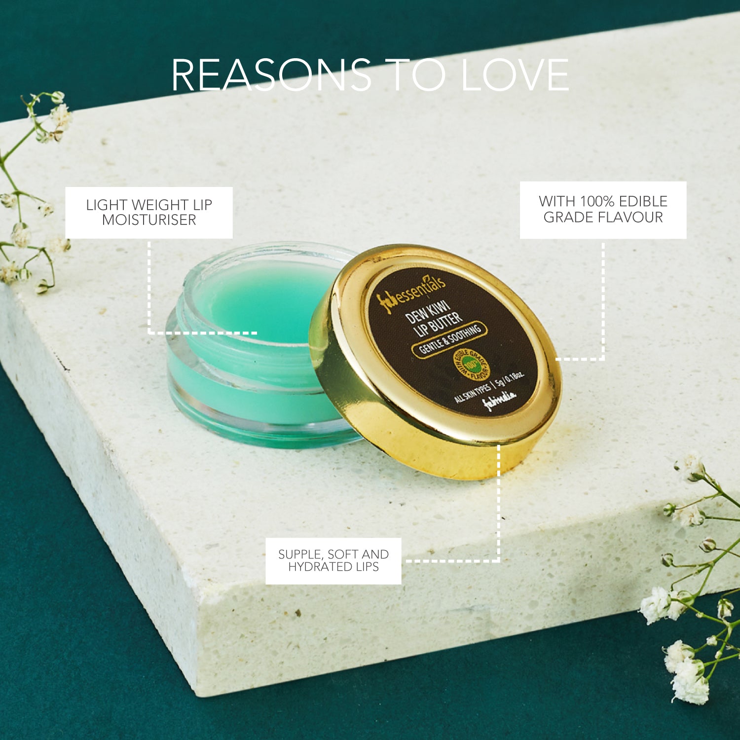 fabessentials Dew Kiwi Lip Butter 5g | Lip Balm for Chapped Lips