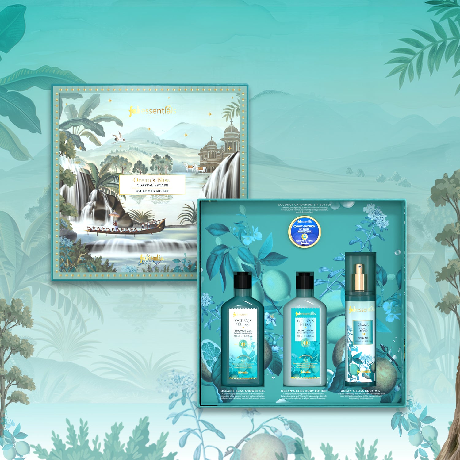 fabessentials Ocean’s Bliss Coastal Escape Bath & Body Gift Set for Women & Men