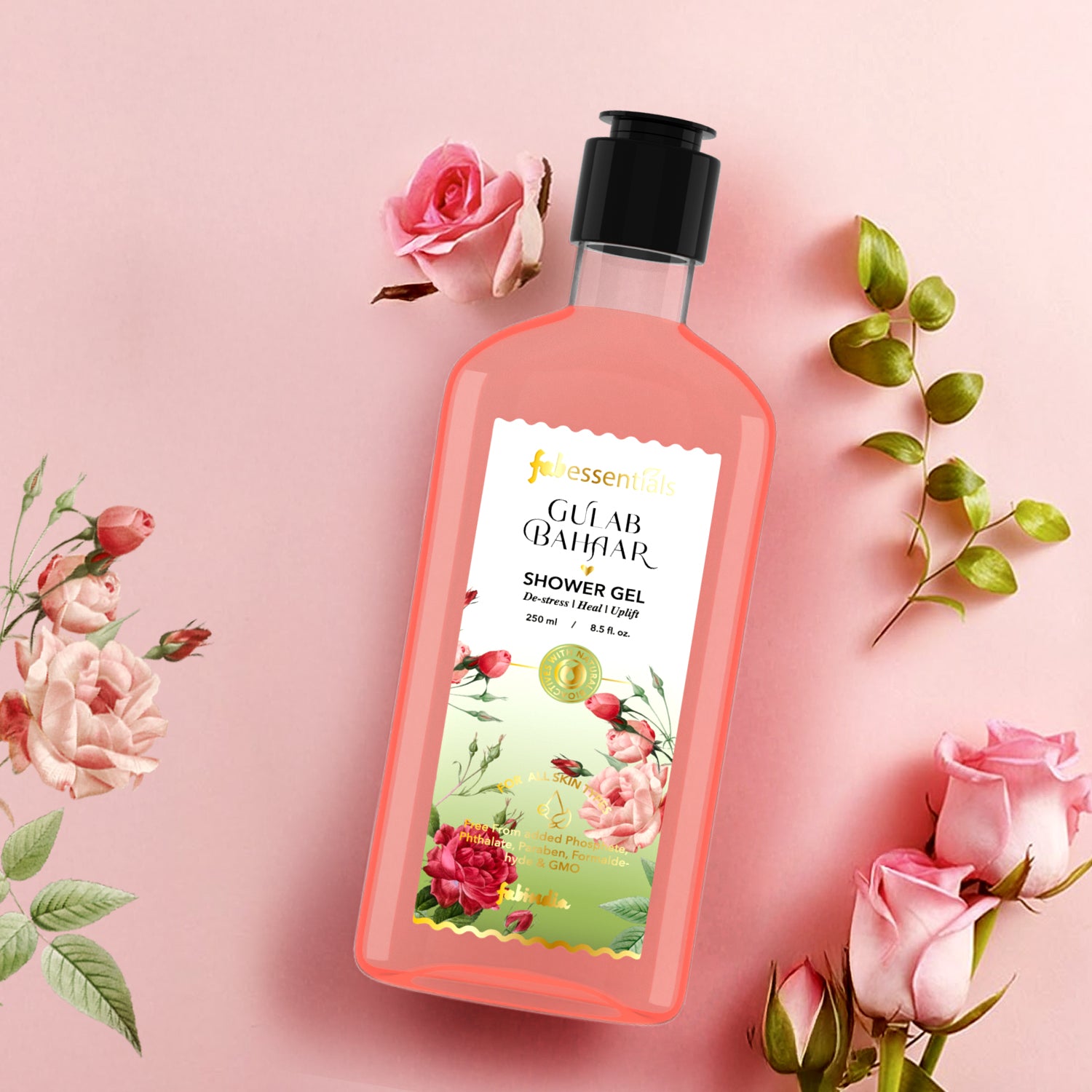 fabessentials Gulab Bahaar Shower Gel | Natural, Sulphate-Free Body Wash 250ml