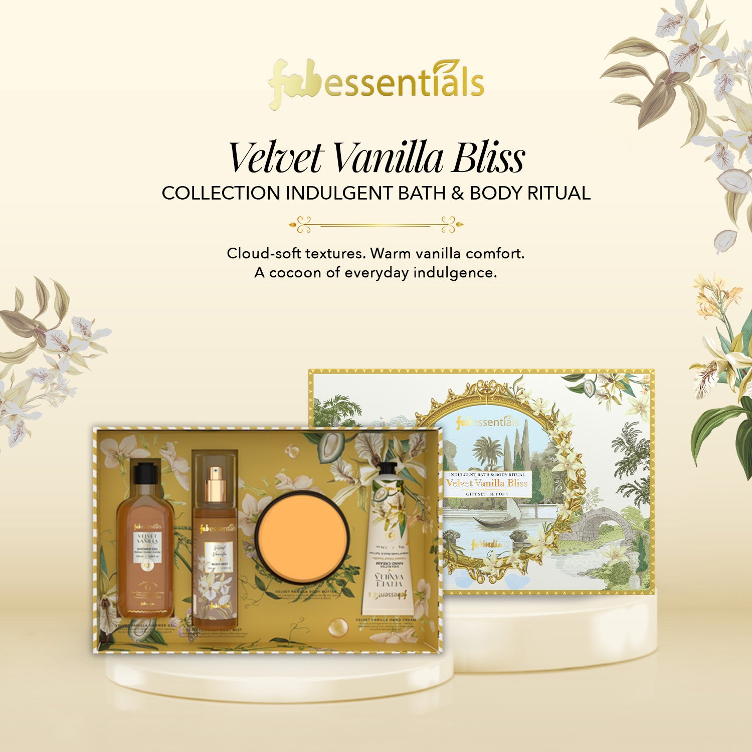 fabessentials Velvet Vanilla Bliss Luxury Bath & Body Gift Set for Women & Men