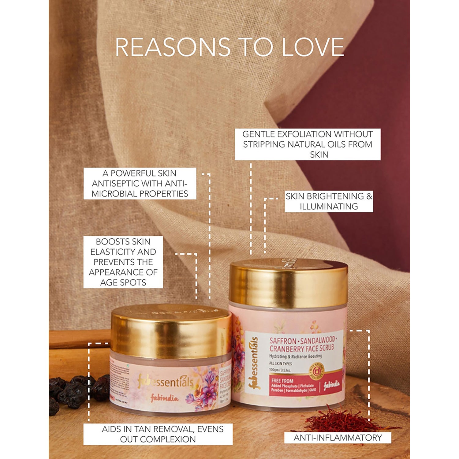 Saffron Sandalwood Cranberry Face Scrub - 100 gm