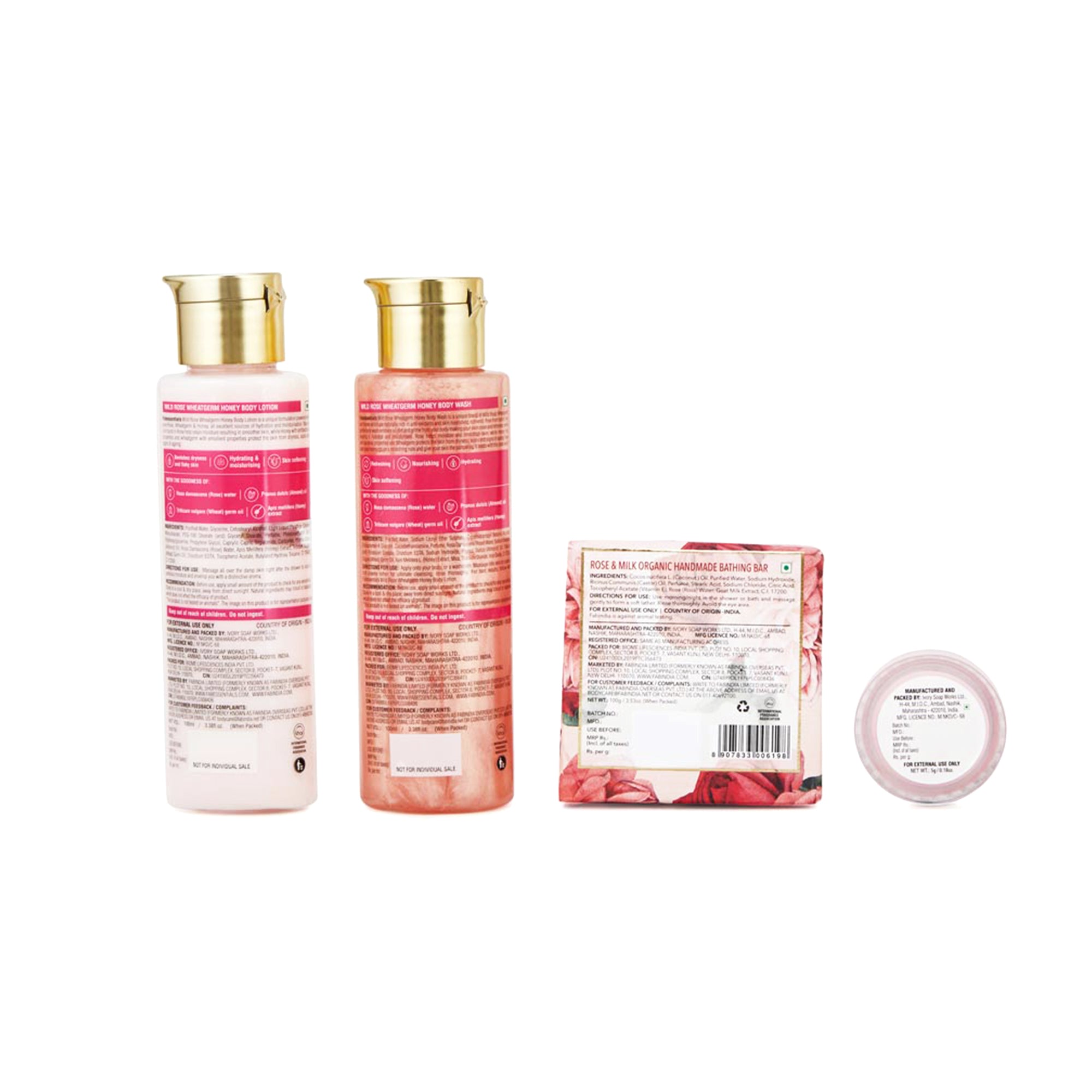 Wild Rose Wheatgerm Honey Bath & Body Gift Set - 200 ml + 105 gm