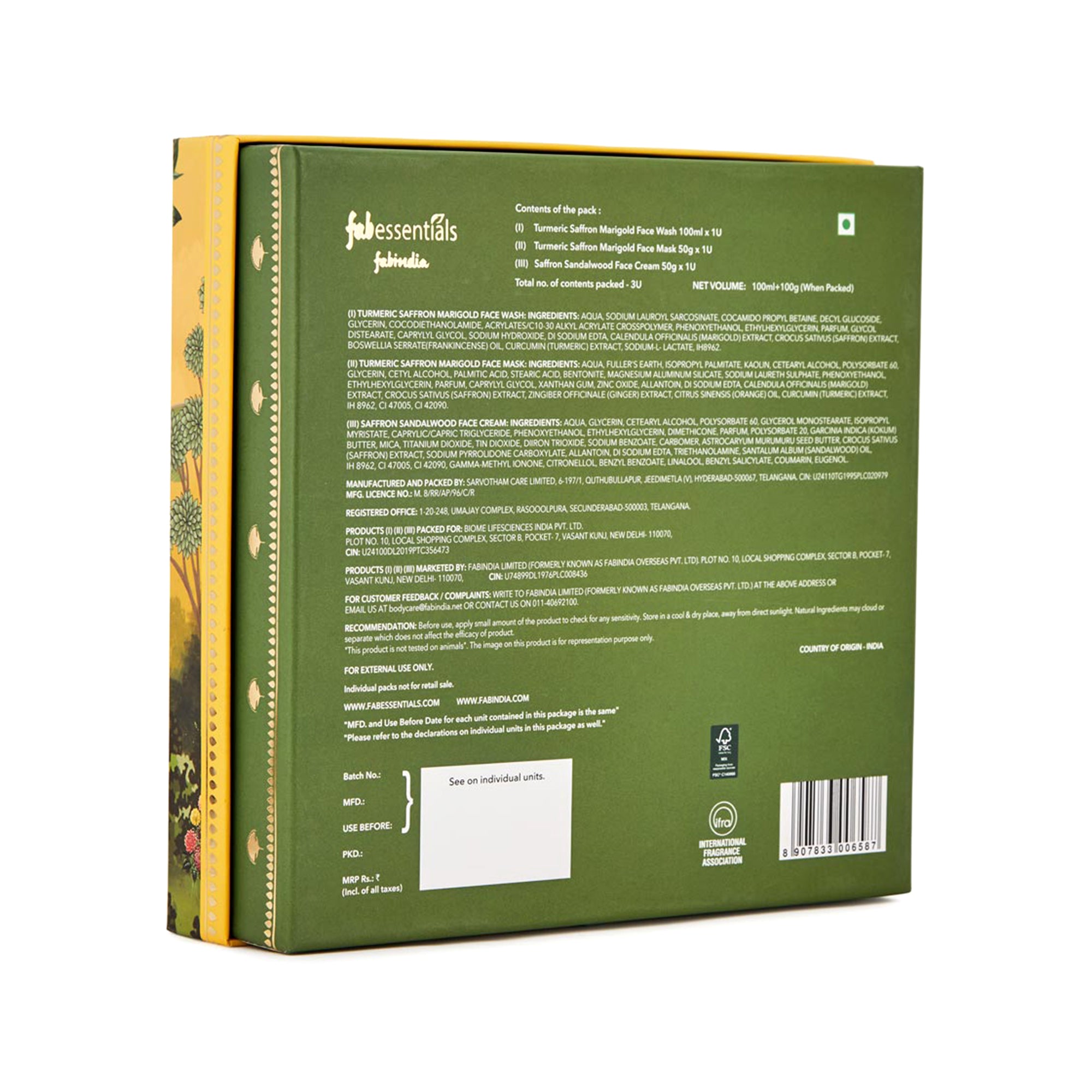 Turmeric Saffron Sandalwood Luminous Radiance Face Care Gift Set - 100 ml + 100 gm