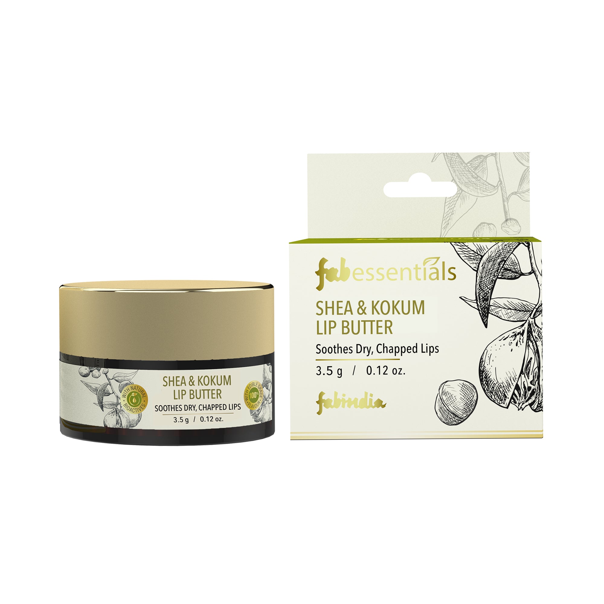 fabessentials Shea & Kokum Lip Butter 3.5 g | Lip Balm for Chapped Lips