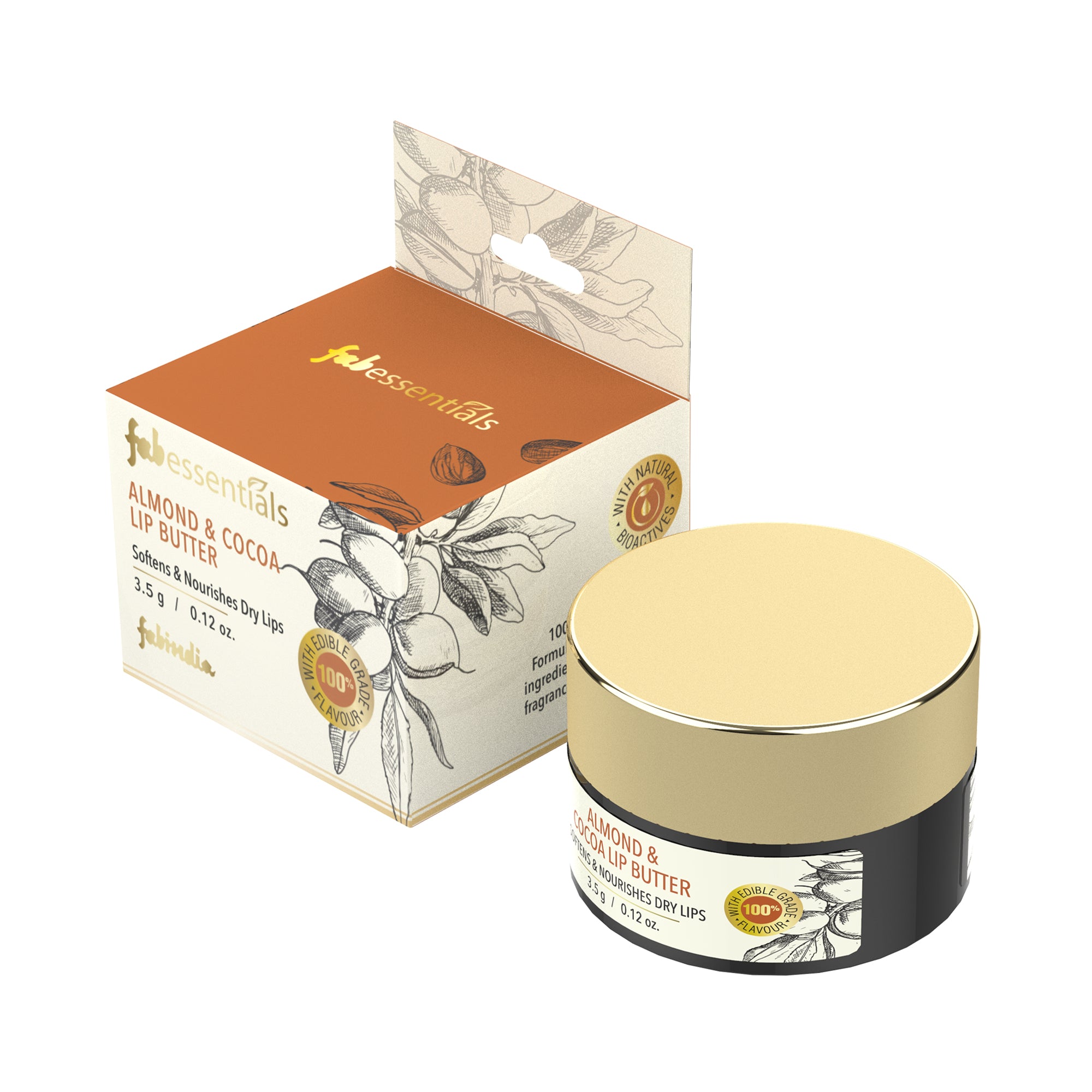 Fabessentials Almond & Cocoa Lip Butter 3.5g | Lip Balm for Chapped Lips