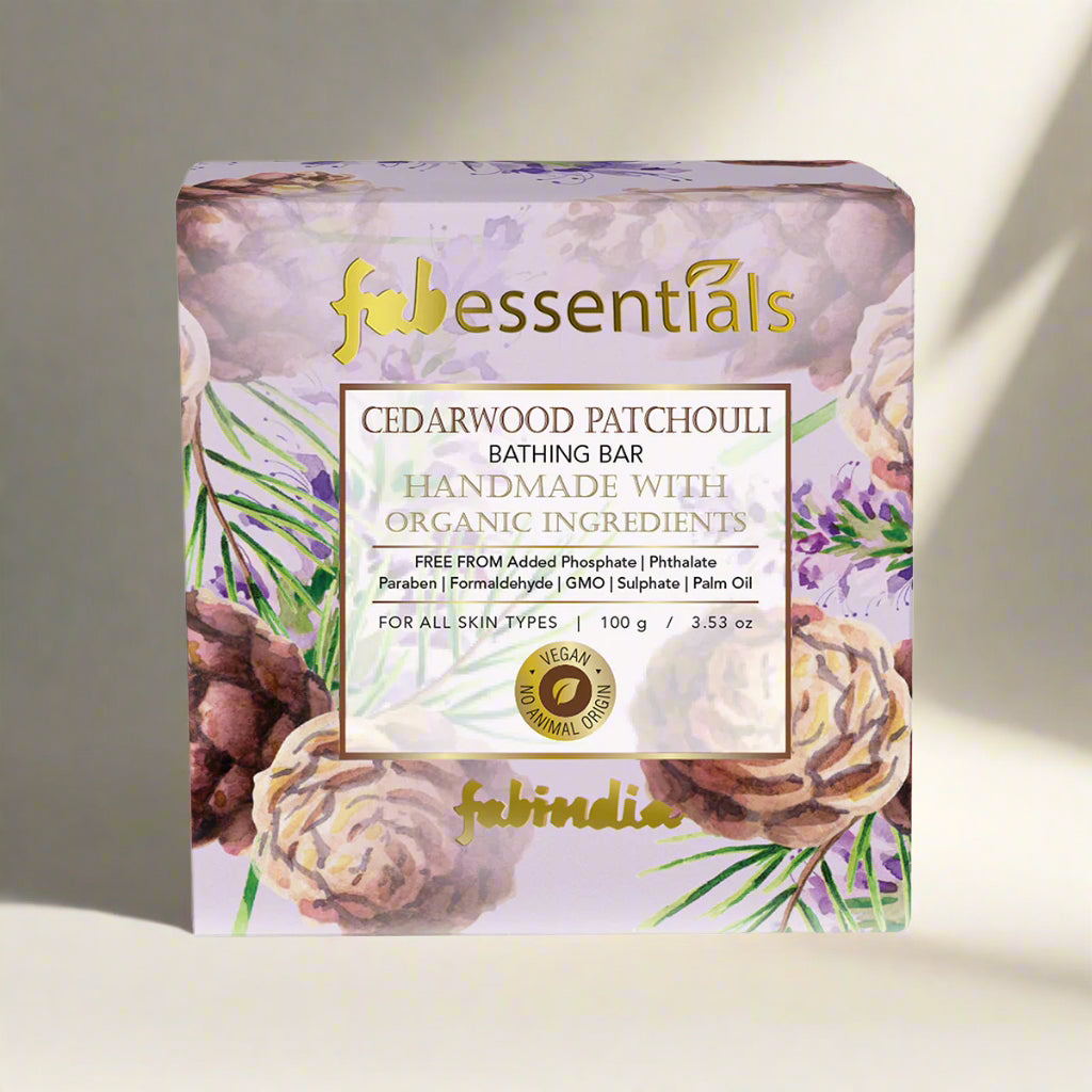 fabessentials Cedarwood Patchouli Organic Bathing Bar 100g | Bathing Soap for Cleansing, Nourishing and Rejuvenating Skin