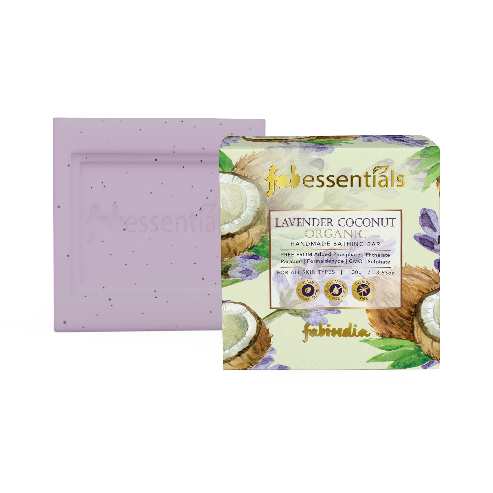 Lavender Coconut Organic Handmade Bathing Bar - 100 gm