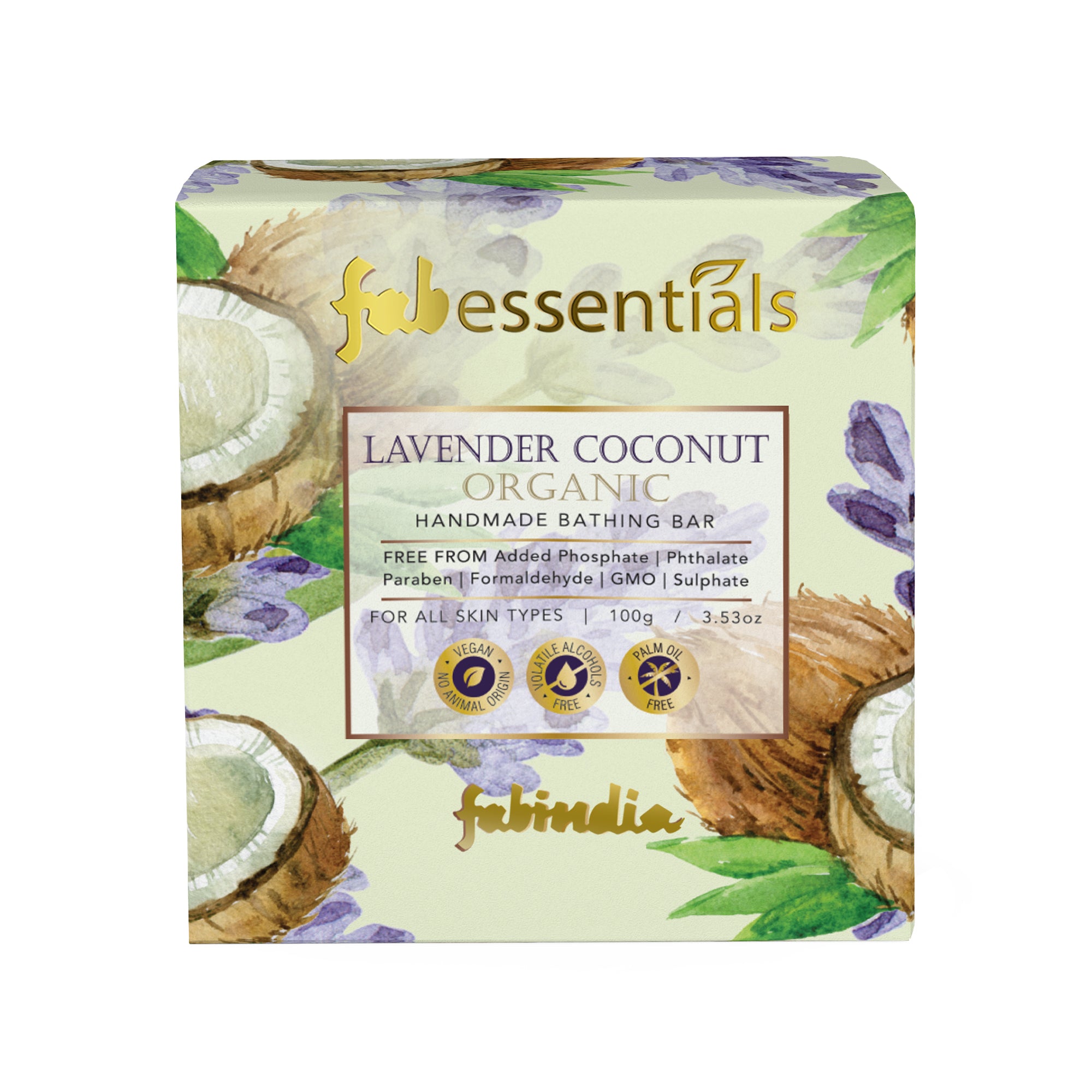 Lavender Coconut Organic Handmade Bathing Bar - 100 gm