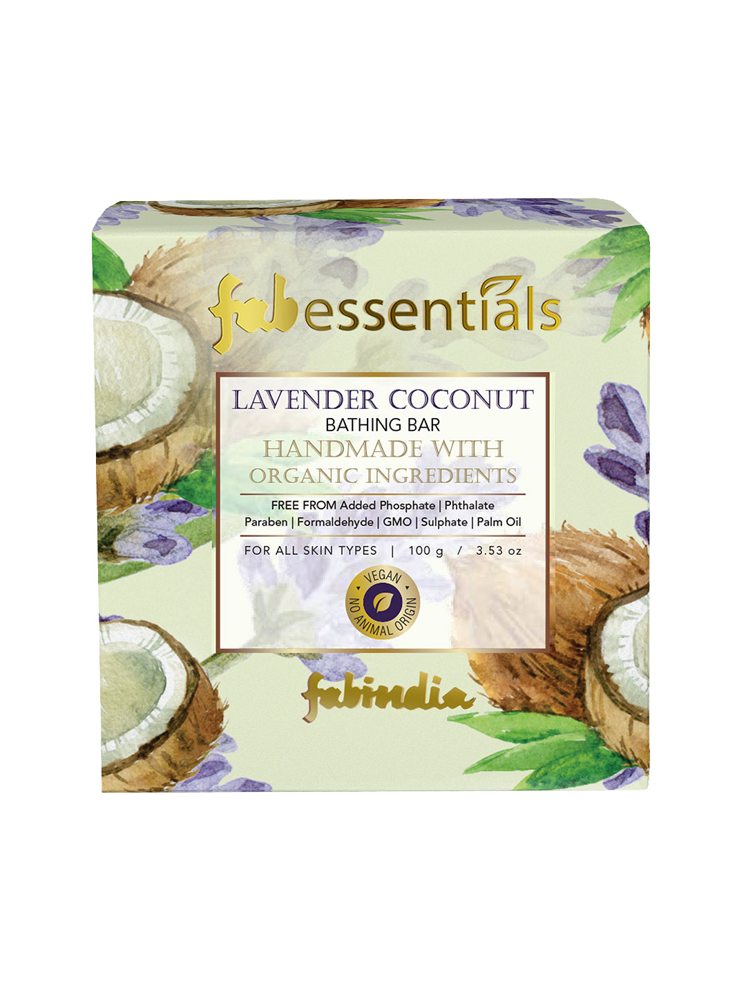 Lavender Coconut Organic Handmade Bathing Bar - 100 gm