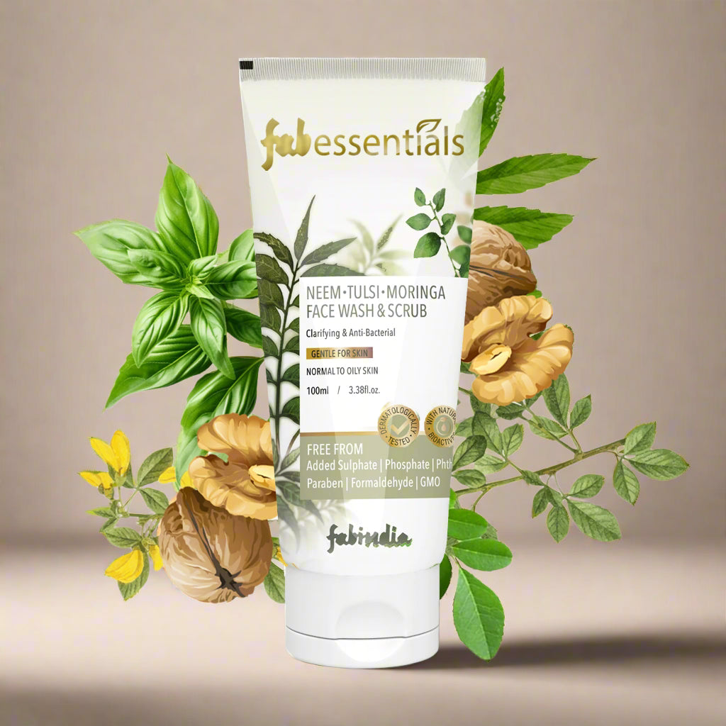 Neem Tulsi Moringa Face Wash & Scrub - 100 gm