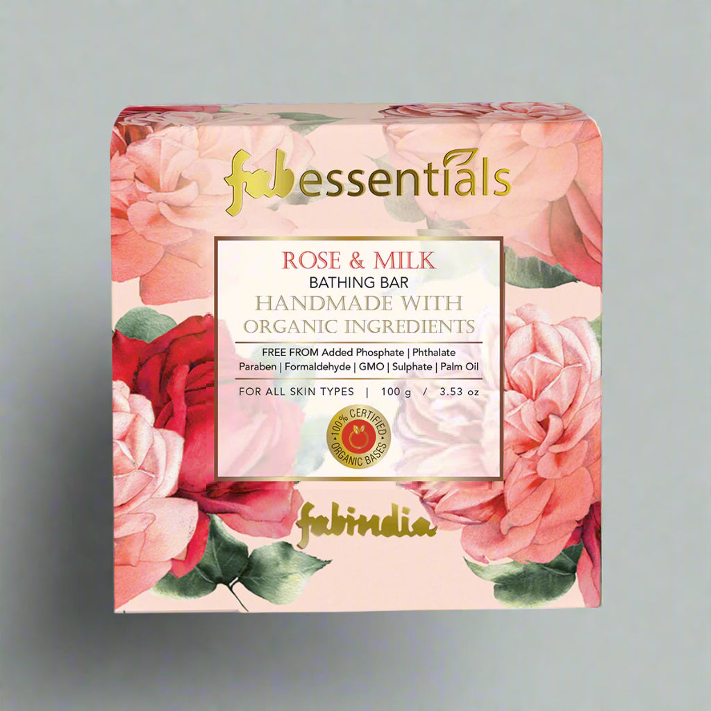 fabessentials Rose & Milk Handmade Bathing Bar 100g | Bathing Soap for Cleansing, Nourishing and Rejuvenating Skin
