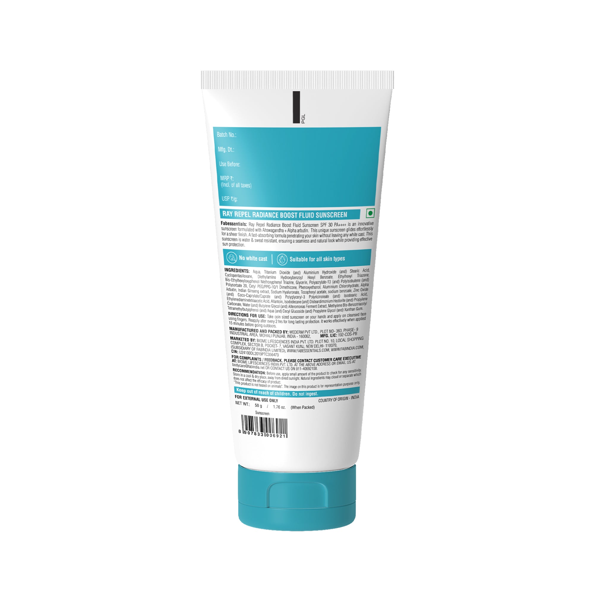 fabessentials Ray Repel Radiance Boost Sunscreen SPF 30 PA++++ 50 g