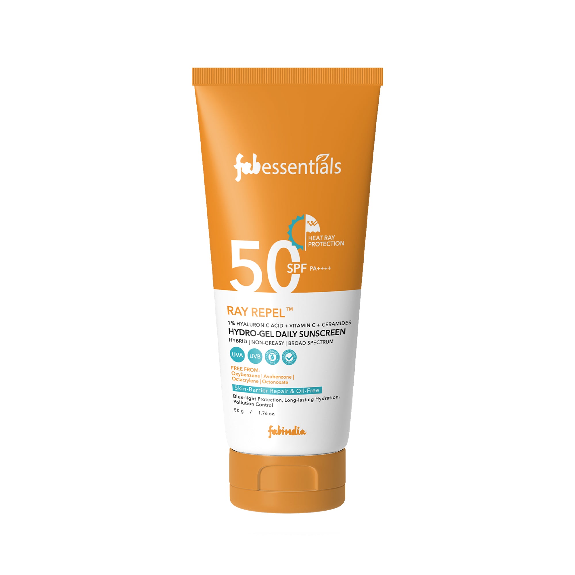 Fabessentials Hyaluronic Acid & Vitamin C Ray Repel Hydro-Gel Daily Sunscreen SPF 50 - 50gm