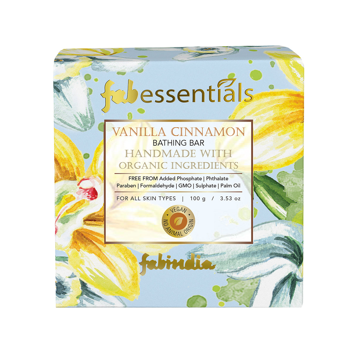 fabessentials Vanilla Cinnamon Bathing Bar 100 g | Bathing Soap for Cleansing, Nourishing and Rejuvenating Skin